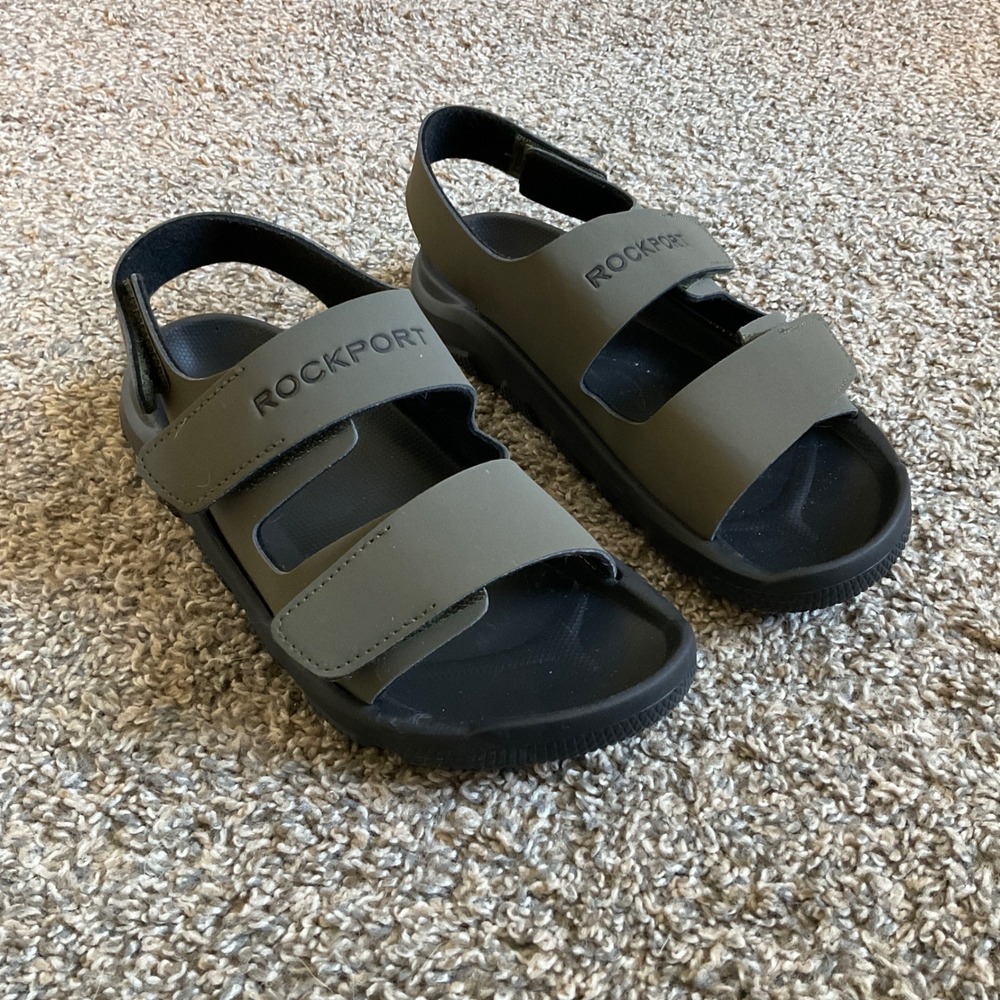 Rockport Quillevy Boys Olive Green Adjustable Strap Comfort Sandals Size 5 US